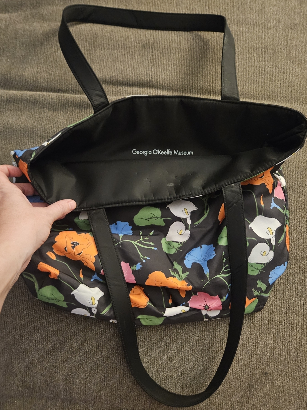 '80s Georgia O'Keeffe Museum Tote Shopping Bag Floral Print Design Vintage RARE!